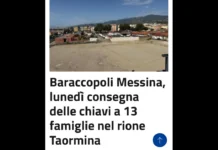 Lunedì 8 giugno consegna dei nuovi alloggi del rione Taormina, a Messina, a 13 famiglie assegnatarie nell’ambito del percorso di risanamento della baraccopoli nella città dello Stretto