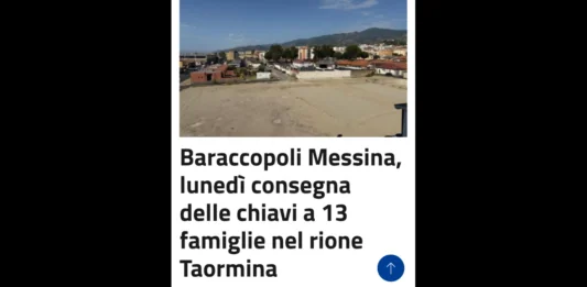 Lunedì 8 giugno consegna dei nuovi alloggi del rione Taormina, a Messina, a 13 famiglie assegnatarie nell’ambito del percorso di risanamento della baraccopoli nella città dello Stretto