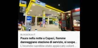 Paura la notte scorsa a Capaci, a causa di un incendio che ha danneggiato una stazione di servizio creando apprensione per i chiari rischi correlati da un evento di questa natura in un luogo così ad alto rischio