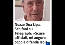 «Prendo atto che il Telegraph ha modificato il titolo del proprio articolo sulle nozze di Dua Lipa, sostituendo l’inaccettabile riferimento al “covo della mafia” con l’espressione “ex covo della mafia”: Si tratta di una correzione doverosa, che conferma come le critiche mosse dalla Sicilia fossero fondate»